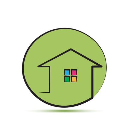 Green house in a stroke line silhouette vector のイラスト素材