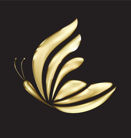 Gold butterfly luxury logo vectorのイラスト素材