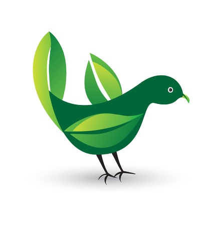 Bird with ecological leafs vectorのイラスト素材