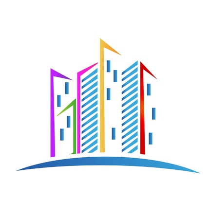 Buildings colorful Real estate iconのイラスト素材