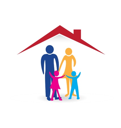 Happy family with new house illustrationのイラスト素材