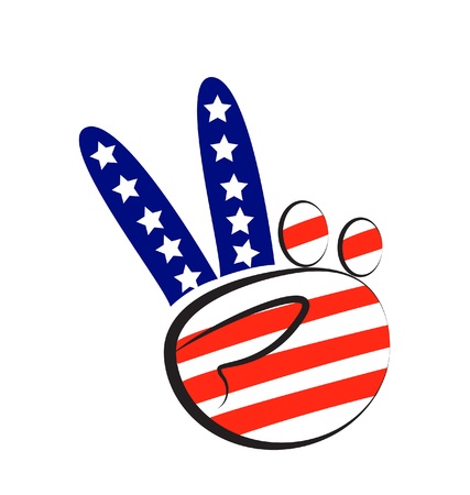 Hands peace symbol with usa flag colors iconのイラスト素材