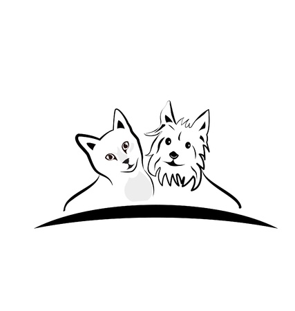 Cat and dog silhouettes icon のイラスト素材