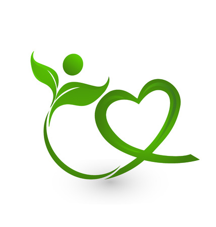 Healthy leafs with heart shape icon vectorのイラスト素材