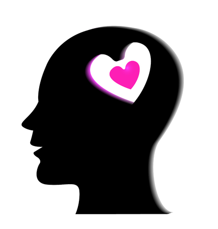Human head with heart icon のイラスト素材