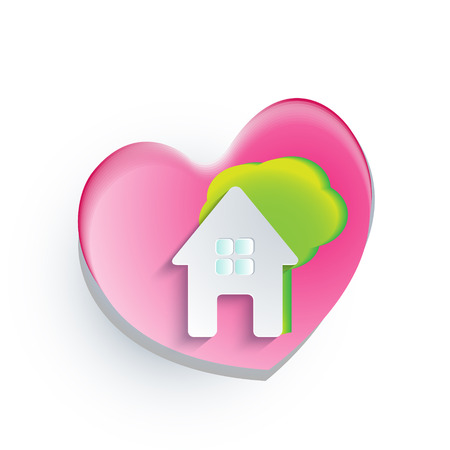 Real estate house heart and tree vectorのイラスト素材