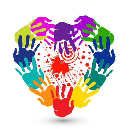 Hands and splash of hearts conceptual icon vectorのイラスト素材