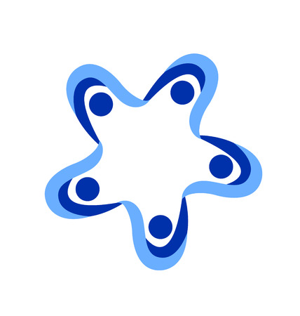 Teamwork blue people holding hands vector iconのイラスト素材