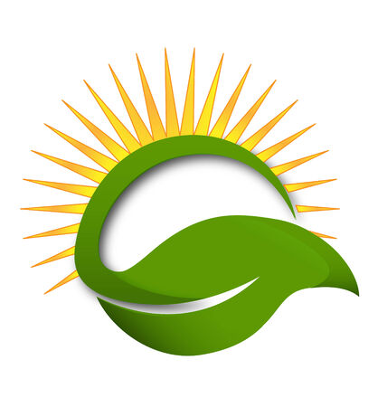 Green leaf and sun wellness concept icon vectorのイラスト素材