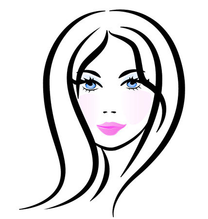 Face of pretty woman silhouette vectorのイラスト素材