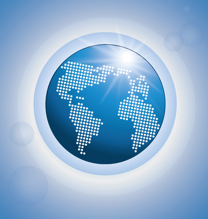 Blue shiny digital world map vector backgroundのイラスト素材