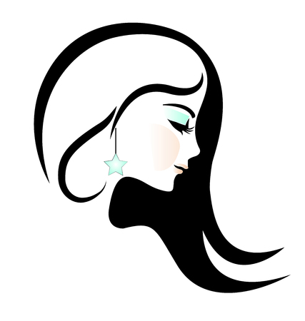 Pretty woman face silhouette vector illustrationのイラスト素材