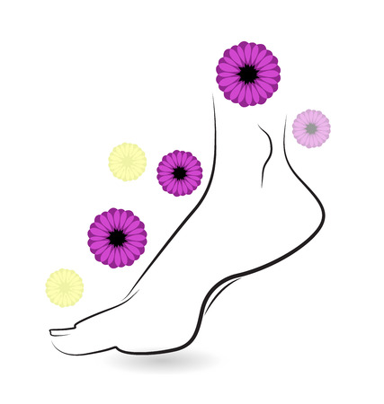 Woman barefoot with flowers icon vector card designのイラスト素材