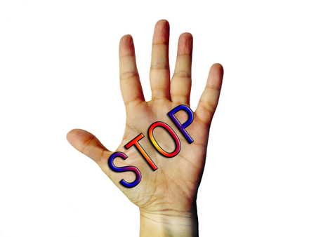 Hand stop sign of refusingの写真素材