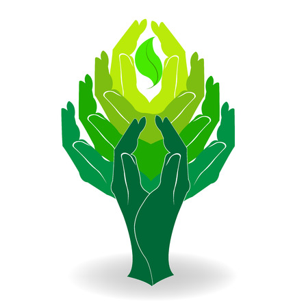 Green tree hands designのイラスト素材