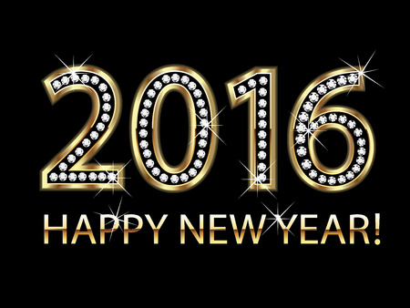 Happy new year 2016 gold background vectorのイラスト素材