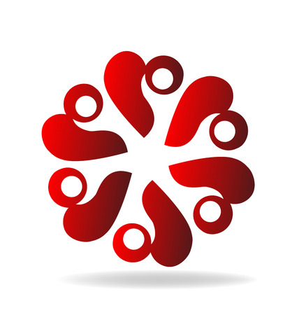 Logo teamwork heart love people charity concept vector iconのイラスト素材