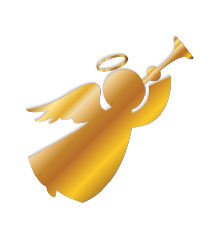 Christmas Gold Angel Icon Vector Image Logoのイラスト素材