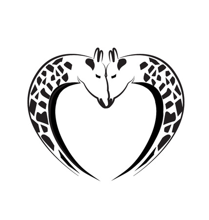 Giraffe love heart tattoo のイラスト素材