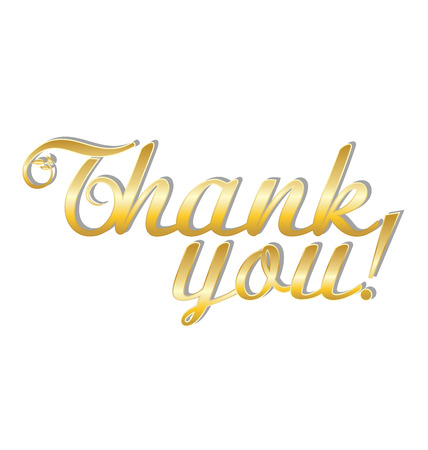 Thank you gold text on white backgroundのイラスト素材