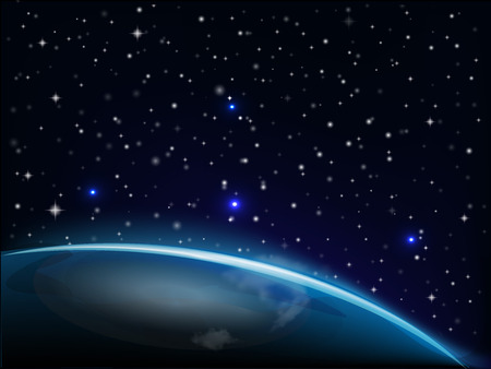 Starry glowing night with earth vector image backgroundのイラスト素材