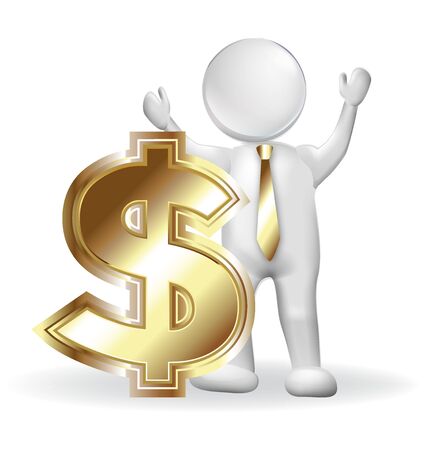 Man and gold dollar vector imageのイラスト素材