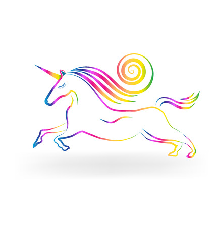 Unicorn tattoo rainbow color vector iconのイラスト素材