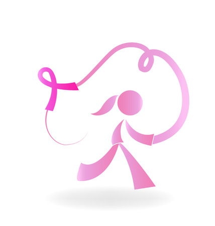 Girl with breast cancer ribbon vector iconのイラスト素材