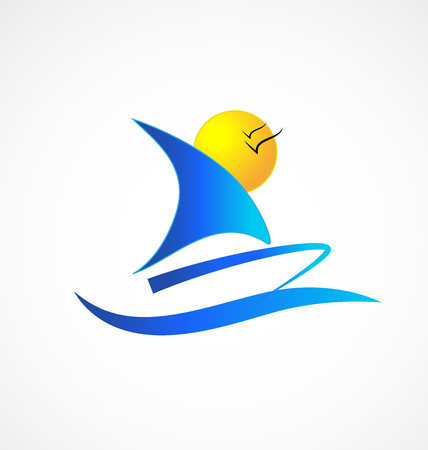 Boat beach birds icon vectorのイラスト素材