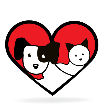 Love heart dog and cat graphic design iconのイラスト素材