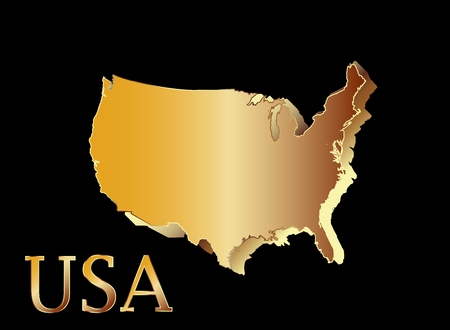 U.S.A 3D map symbol  Gold and shine  United States of America.のイラスト素材