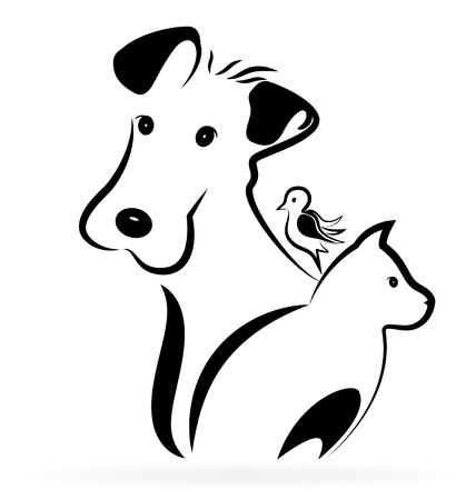 Dog cat and bird logo silhouette imageのイラスト素材