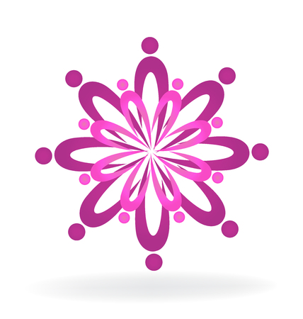 Teamwork lotus flower spa symbol logo vectorのイラスト素材