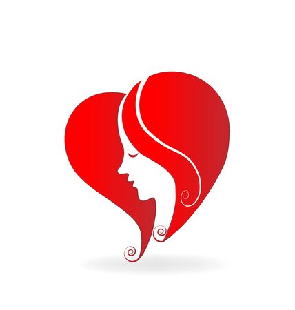 Woman heart love shape swirly hair design.のイラスト素材