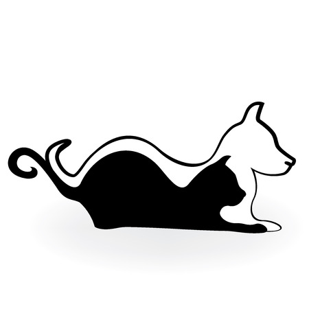 A Cat and dog logo silhouette.のイラスト素材