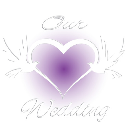 Couple birds and heart love wedding card concept logo vectorのイラスト素材