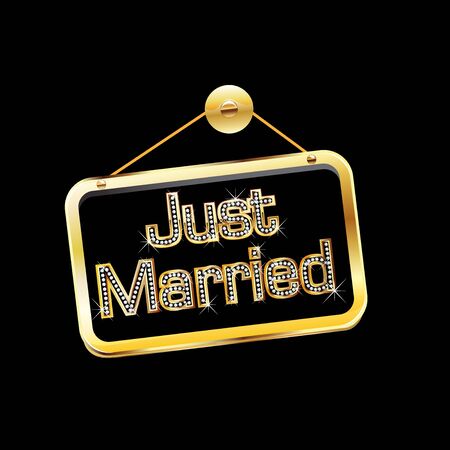 Just married golden bling bling sign logo vector image designのイラスト素材