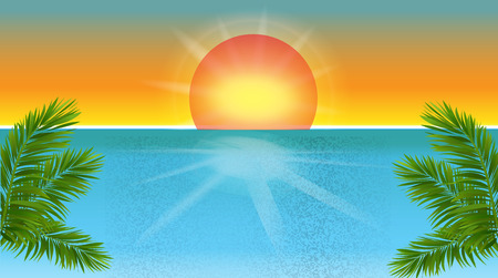 Tropical beach vector illustration backgroundのイラスト素材
