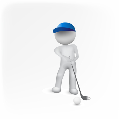 Golf player 3d people man blue figure graphic image vector iconのイラスト素材