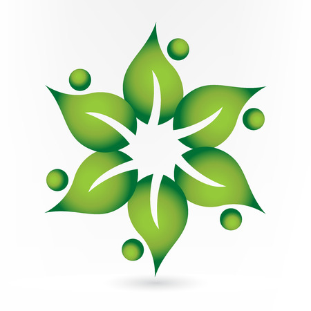 Teamwork health nature leafs people icon logo vector designのイラスト素材