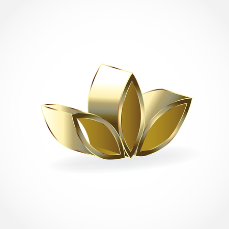 Gold lotus flower  vector iconのイラスト素材
