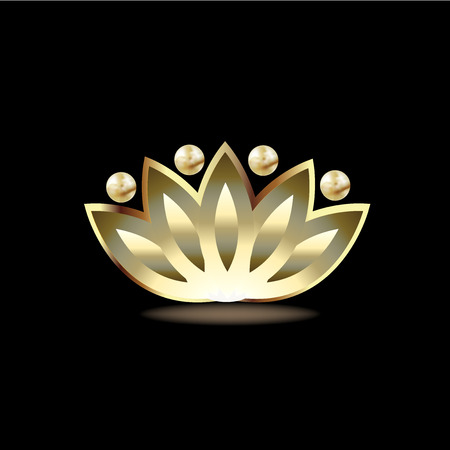 Gold people lotus flower  vector iconのイラスト素材