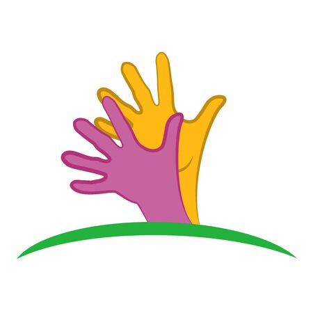 Hopeful hands icon on white background, vector illustration.のイラスト素材