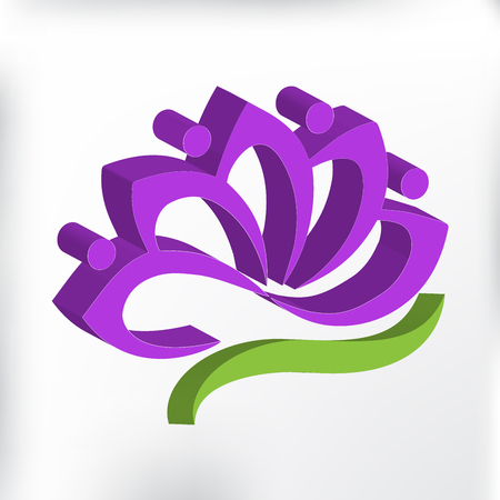 3D purple lotus flower logo vector imageのイラスト素材