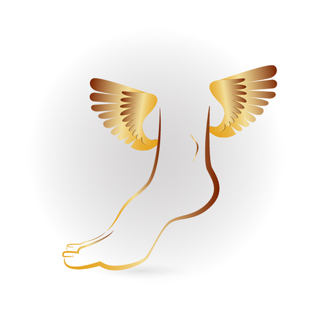 Gold foot and wings Vector illustration.のイラスト素材