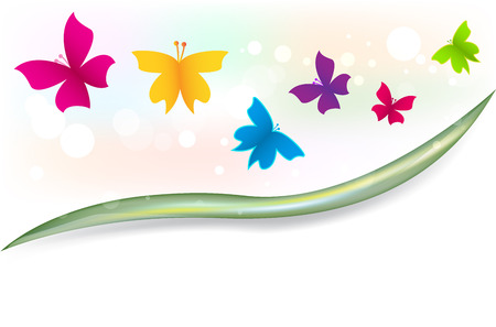 Butterflies garden colorful template vector imageのイラスト素材