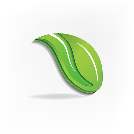 Green leaf. Abstract two leafs inside one icon id card vector designのイラスト素材
