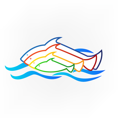 Colored fish and sea identity business card iconのイラスト素材