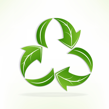 Green leafs arrow recycle symbol logo iconのイラスト素材
