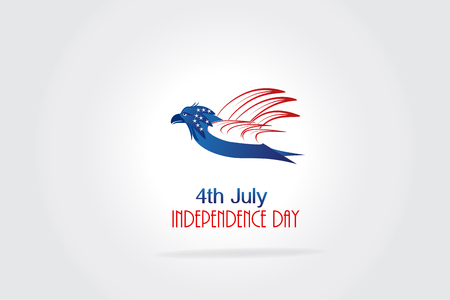 Independence Day Eagle Flying USA American Flag vector logo imageのイラスト素材